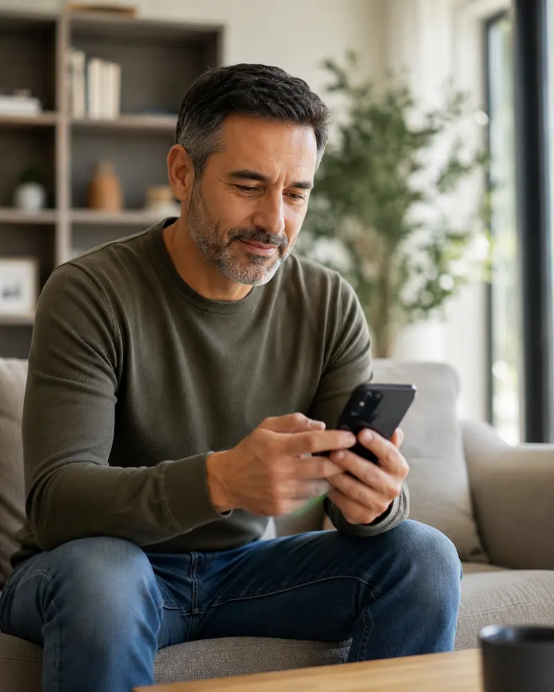 Cliente consultando información en FarmaErección desde su smartphone